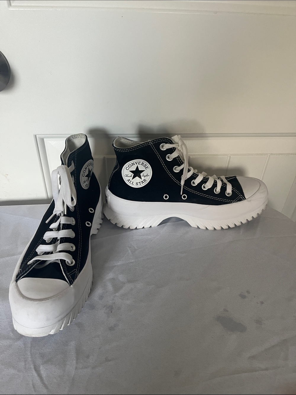 Converse Black High-Top Sneakers with White Platform Sole